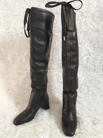 택 포함 미사용 새상품 ZARA WOMAN 가죽 롱 부츠 사이즈 37