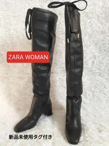 택 포함 미사용 새상품 ZARA WOMAN 가죽 롱 부츠 사이즈 37