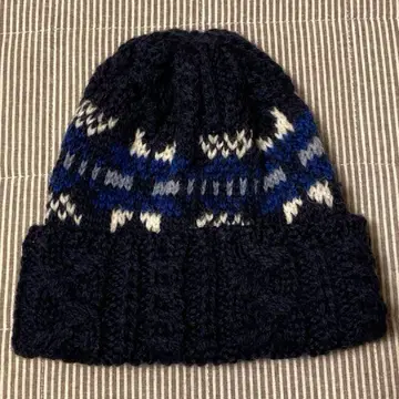 HIGHLAND2000 세일린앤코 별주 니트 모자 울 네이비 영국제