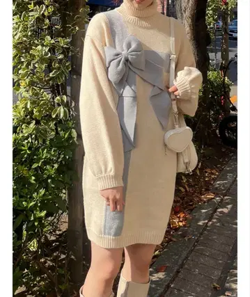 merry jenny 선물 리본 니트 원피스