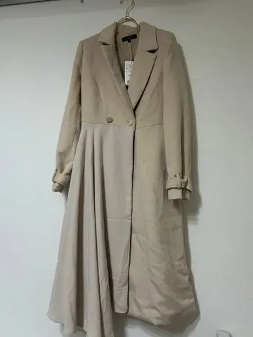 리엔다 더블 버튼 롱 코트 베이지 브라운