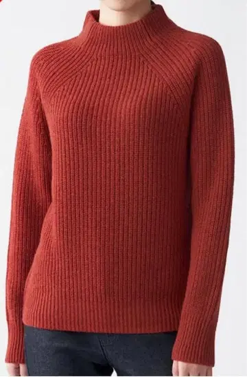 [ 새상품급 ] 무인양품 야크 혼방 울 하찌 모크넥 스웨터 XL 레드