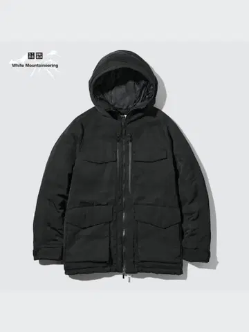 유니클로 화이트 마운티니어링 다운 자켓 블랙