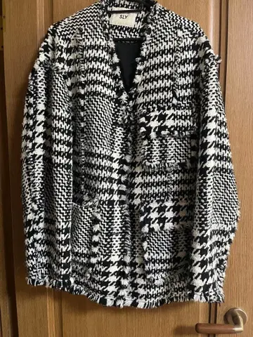 SLY 체크 무늬 자켓 화이트 블랙