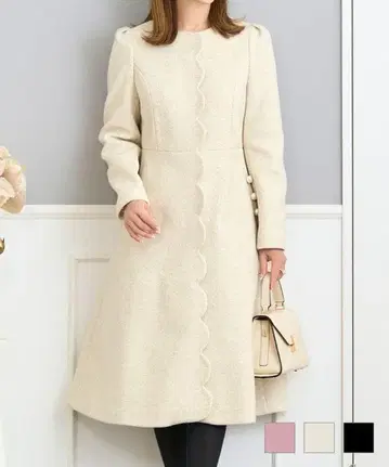 프리마셰릴 프론트 스캘럽 펄 장식 코트 아이보리