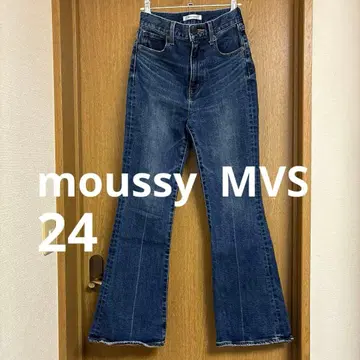 [ 새상품급 ] moussy 마우지 MVS 플레어 데님 24 다크 블루