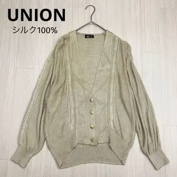 UNION 실크  100% V넥 니트 가디건 빈티지