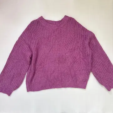 퍼플 크루넥 니트 스웨터