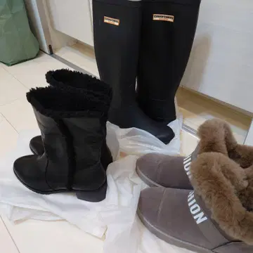 블랙 퍼 포함 숏부츠 24cm