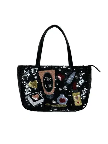 [ CheChe NewYork ] 치치 뉴욕 화장품 모티브 스팽글 백