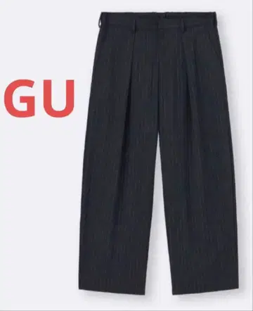 [ 새상품 ] 완판템 GU 배럴 레그 스트라이프 슬랙스 네이비