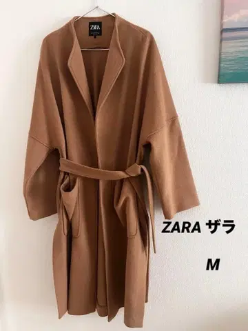 [ ZARA ] 울 혼방 가운 코트 벨트 포함 카멜 M 사이즈
