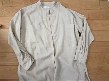 SHIPS any 미사용 린넨믹스 스탠드 카라 포켓 셔츠