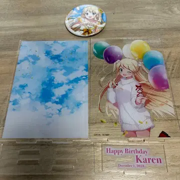 금빛 모자이크 쿠죠 카렌 생일 아크릴 스탠드, 캔 배지