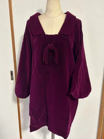 [벨벳 코트] 벨벳 일본 의류 코트 독일제 레트로 기장 약 82cm