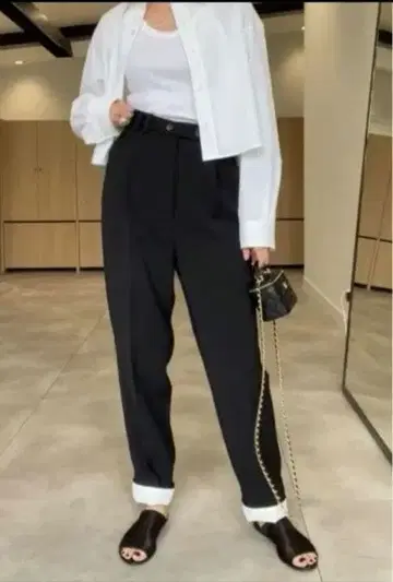 지프소피아 gypsohila 화이트헴 팬츠 블랙