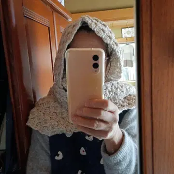 베이지 니트 후드