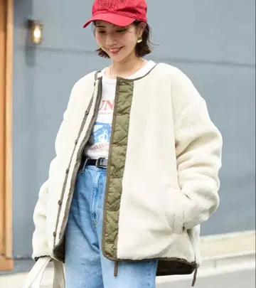 타이온 리버서블 보아 퀼팅 노카라 다운