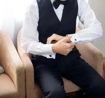 트리트 드레싱 신랑 4 (M 셔츠, 나비 넥타이, 커프스, 치프)