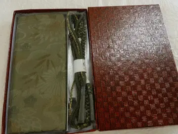 순수 실크 허리띠 오비 장식 천 세트 수제 끈 M 사이즈 짙은 녹색 계열