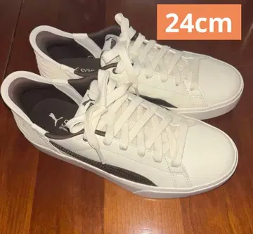 PUMA V 코트 이지인 스니커즈 24cm 아이보리 x 브라운