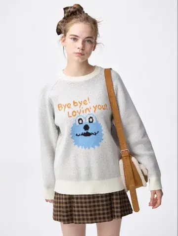 퍼펫 오버사이즈 니트 풀오버 긴팔 니트 스웨터 M 사이즈