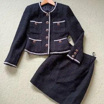 LAST SCENE 라스트씬 골드 버튼 라메 바이컬러 바브리 수트