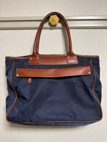 네이비 나일론 가죽 토트백 Felisi