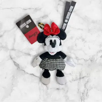 미니 봉제 인형 키체인 마리콴트 마리쿠와 하운드투스 체크 패턴 레트로