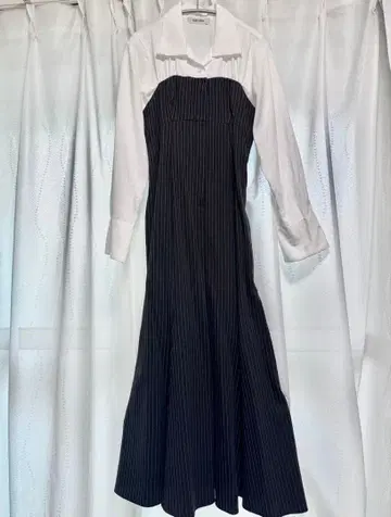 COCO DEAL 셔츠 도킹 스트라이프 머메이드 원피스