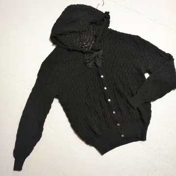 INGEBORG 잉게보그 니트 가디건 케이블 짜임 블랙 울