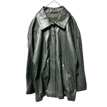 새상품급 가죽 자켓 아우터 체크 라이너 스페인산 (L)