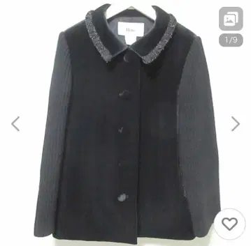 보온성 따뜻한 폭시 르네 비쥬 장식 블랙 롱 코트 38