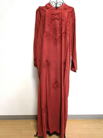 인도 자수 롱 쿠르타 드레스 레드 새상품