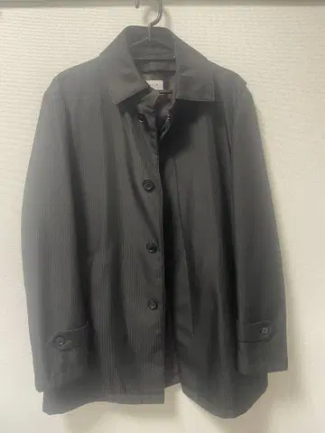 ORIHICA 스트라이프 블랙 스텐카라 코트