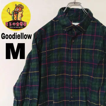 USA 구제 의류 Goodiellow 플란넬 셔츠 M 그린 네이비 체크