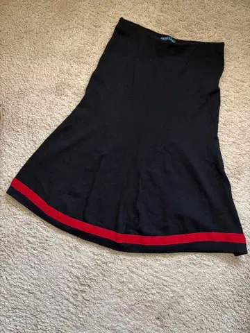 랄프 로렌 니트 스커트 네이비 & 빨간색 M