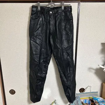 소가죽 팬츠 가죽 팬츠 블랙 블랙 허리 사이즈 79cm 소가죽