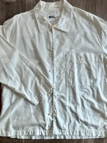 MHL. 코튼 린넨 긴팔 셔츠 화이트