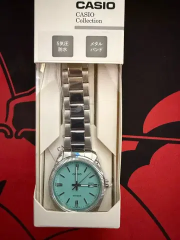 CASIO 그린 컬러 데이트 아날로그 모델 터콰이즈 블루