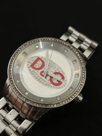 D&G 실버 손목시계 크리스탈 장식 작동 중