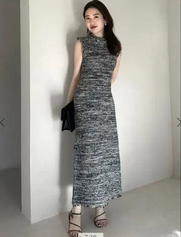 nuans 브러시 트위드 니트 원피스 S