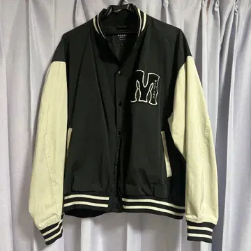 BEAMS HEART 나일론 바시티 자켓 S 사이즈 블랙/화이트