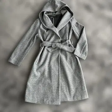 ZARA 후드 부착 롱 코트 그레이
