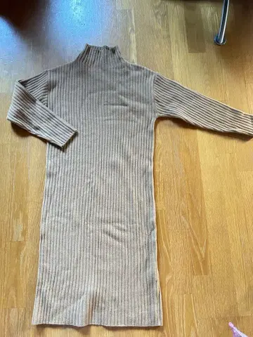 바니즈 울 100% 38 카멜 브라운 니트 원피스 긴팔