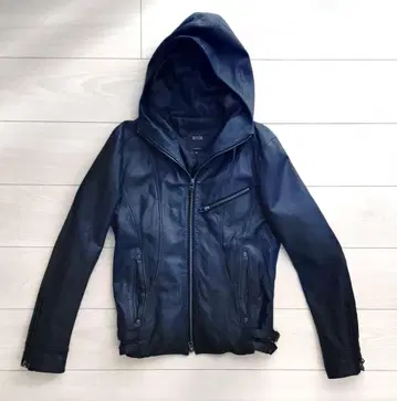 EDGE 루퍼트 [새상품급] 가죽 자켓 라이더 양가죽 후드 네이비