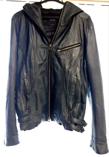 EDGE 루퍼트 [새상품급] 가죽 자켓 라이더 양가죽 후드 네이비