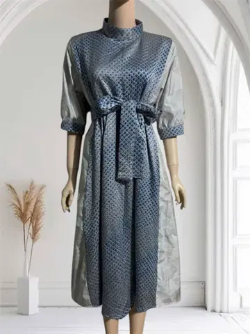 기모노 리메이크 원피스 오시마 명주 쥐색