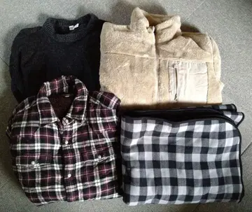 UNIQLO 겨울 상품 4점 세트 플리스 셔츠 니트 무릎 담요 유니클로