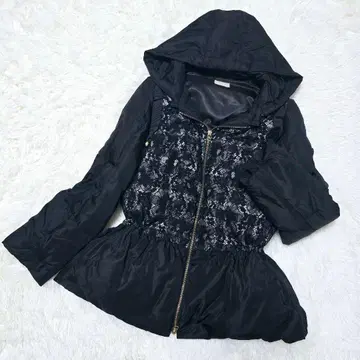 빅 사이즈 42 로즈 티아라 다운 코트 자켓 레이스 후드